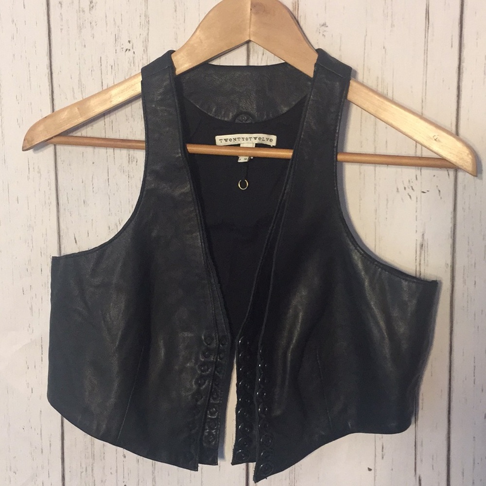 Twenty8Twelve soft leather fitted crop vest snap
